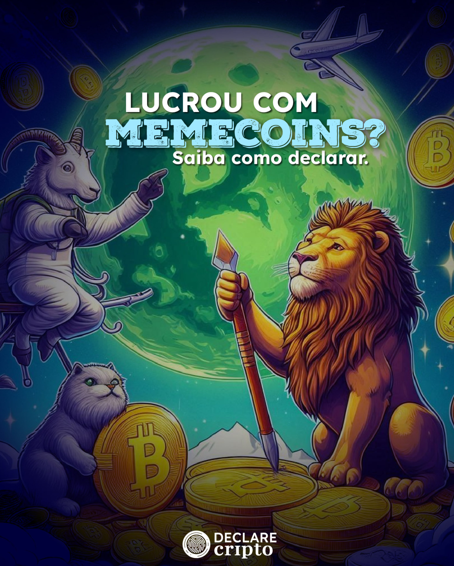 Post ilustrado sobre memecoins Declare Cripto